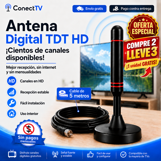 Antena TDT ConectTV™ | Canales HD Gratis sin Mensualidades