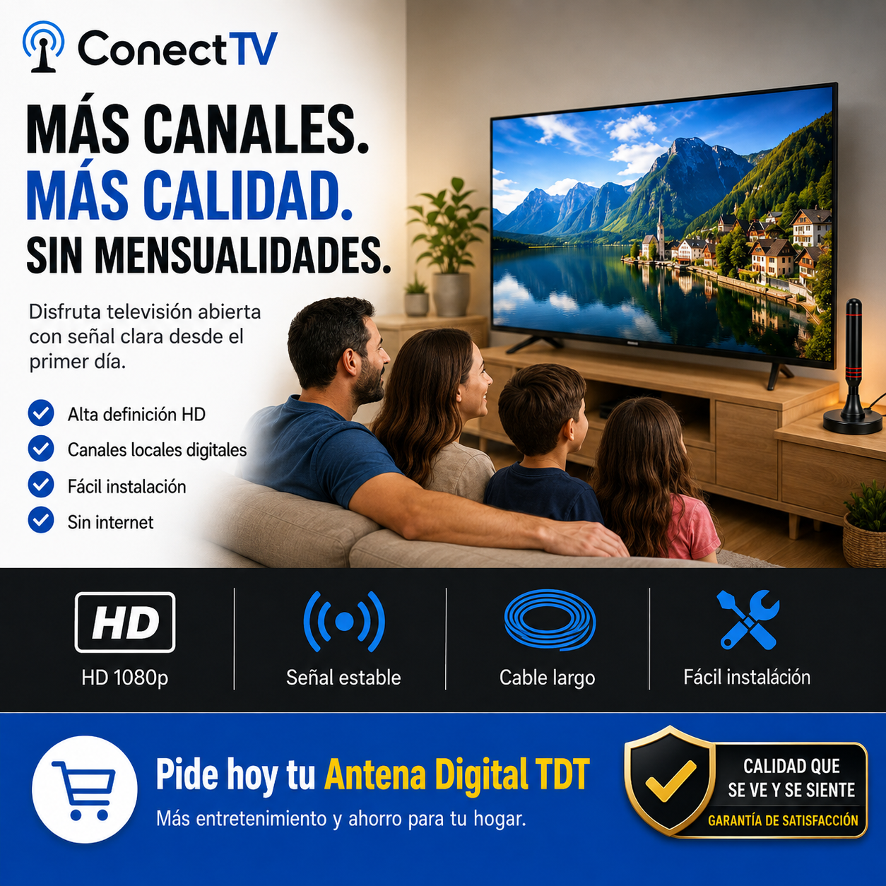Antena TDT ConectTV™ | Canales HD Gratis sin Mensualidades